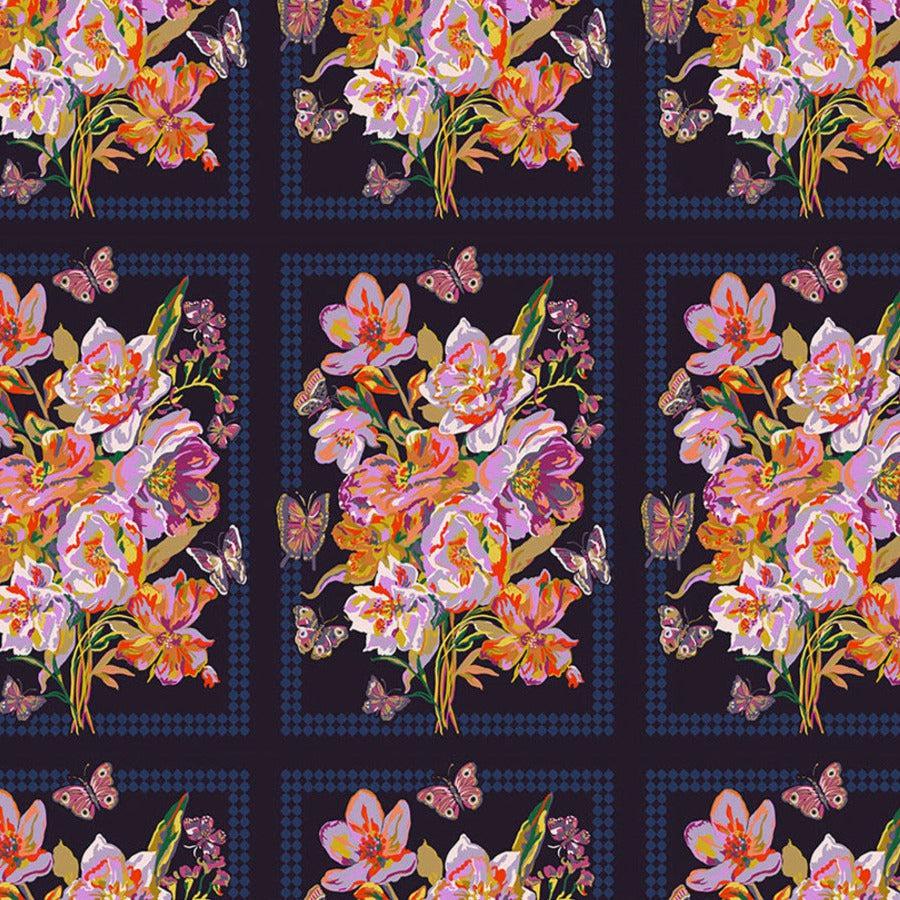 Mon Jardin Navy Beautiful Bunch Fabric-Free Spirit Fabrics-My Favorite Quilt Store