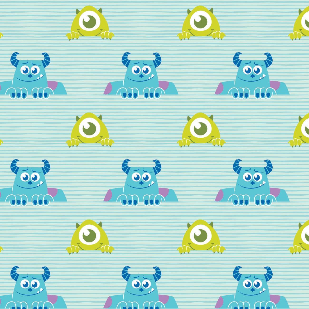 Monsters Inc. Aqua Mike & Sully Stripe Fabric