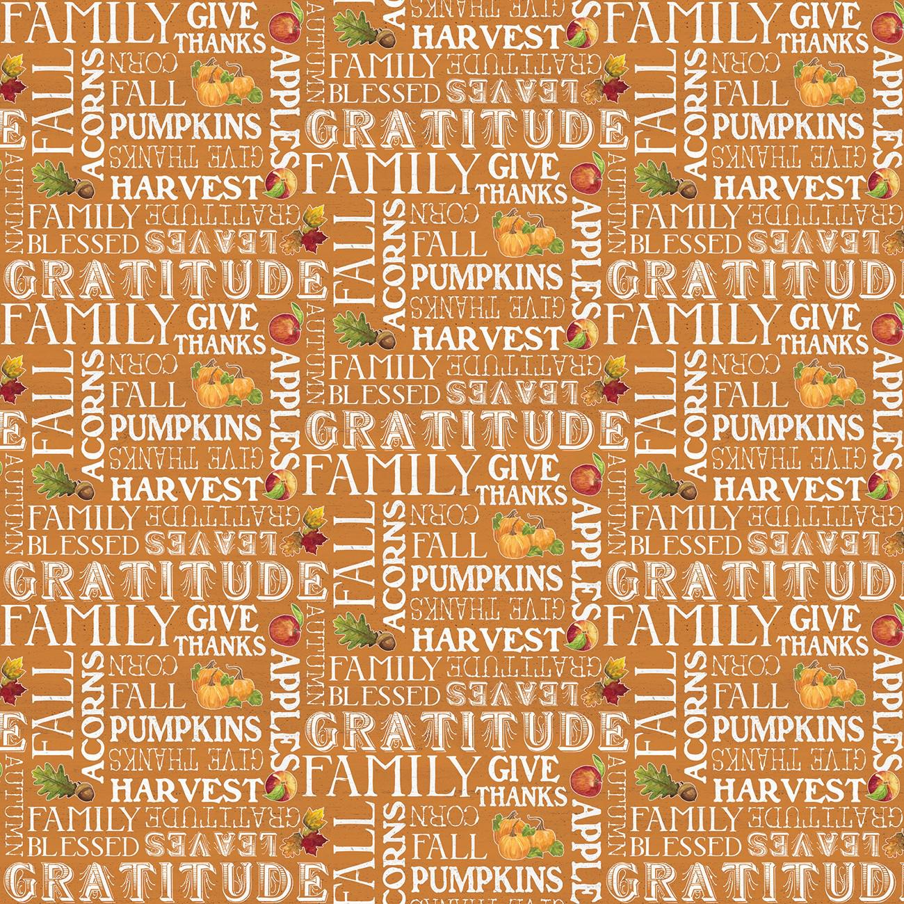 Monthly Placemats November Text Orange Fabric-Riley Blake Fabrics-My Favorite Quilt Store