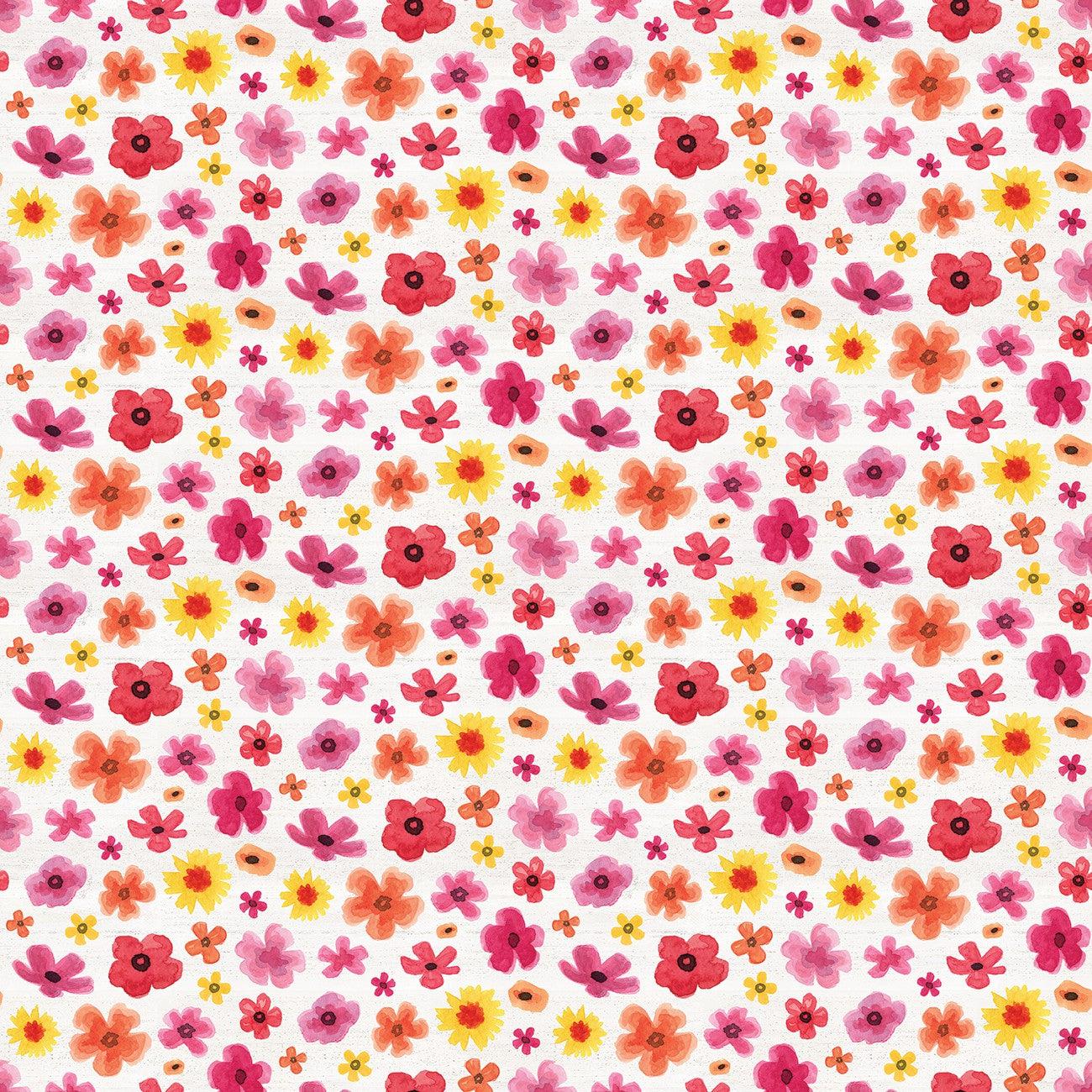 Monthly Placemats   Off White February Flower Toss Fabric