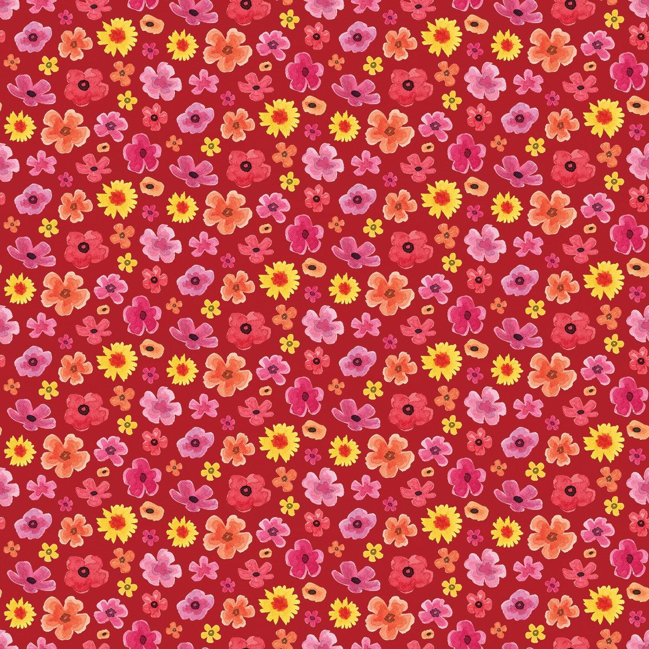 Monthly Placemats Red February Flower Toss Fabric-Riley Blake Fabrics-My Favorite Quilt Store