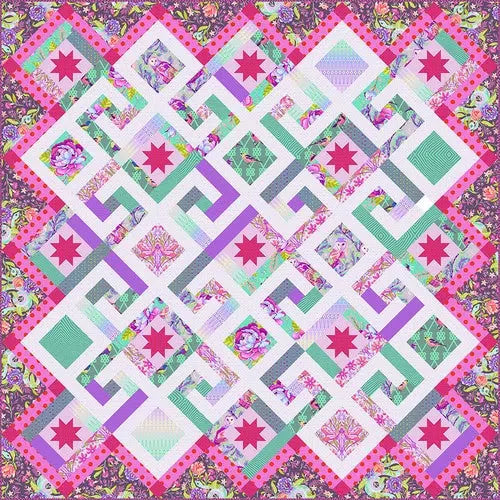 Moon Garden Hedge Maze Dusk Quilt Pattern - Free Digital Download