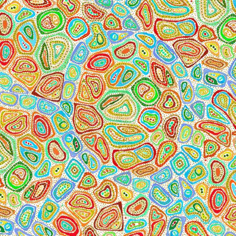 Mosaic Turtles Light Multi Mosaic Shell Fabric-QT Fabrics-My Favorite Quilt Store