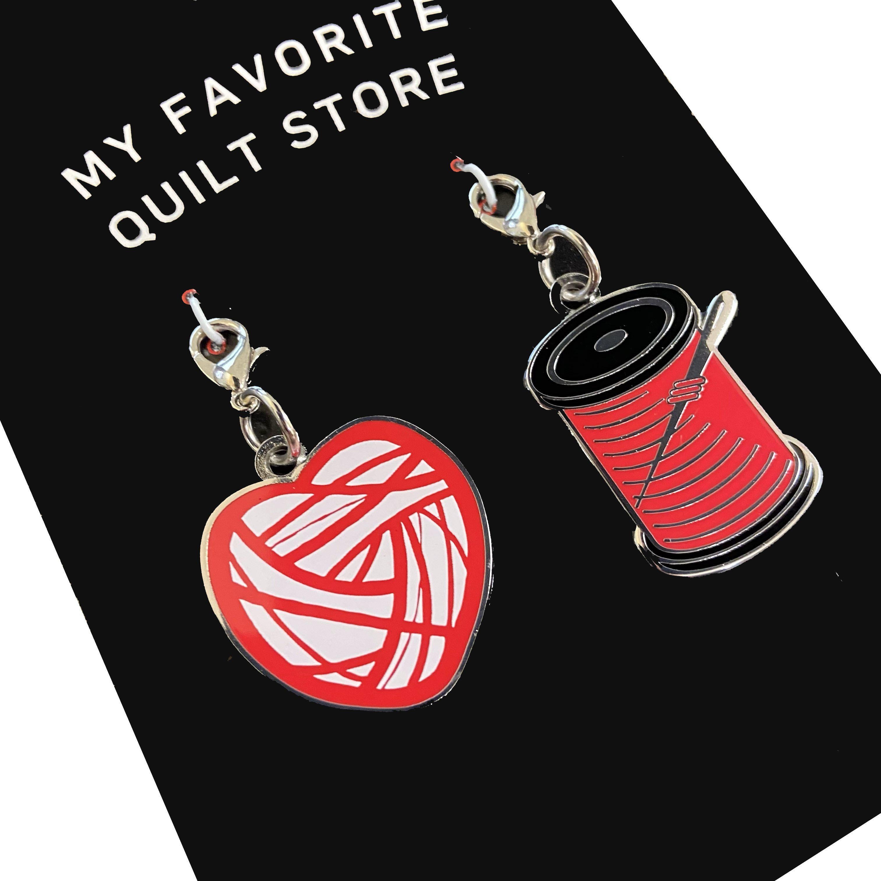 My Favorite Quilt Store Heart & Red Thread Zipper Pulls-My Favorite Quilt Store-My Favorite Quilt Store