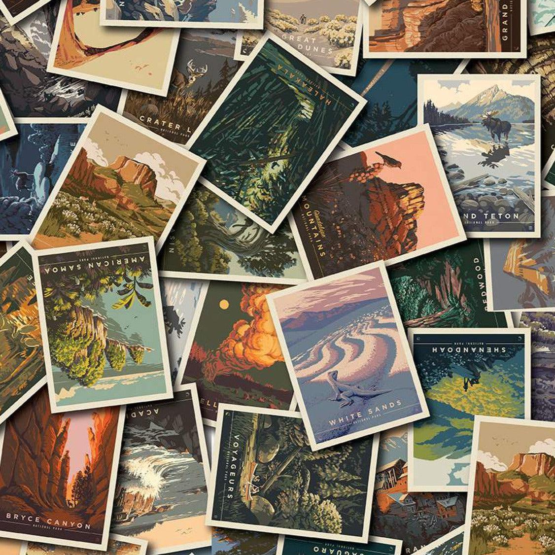 National Parks Multi Postcard Toss Fabric-Riley Blake Fabrics-My Favorite Quilt Store