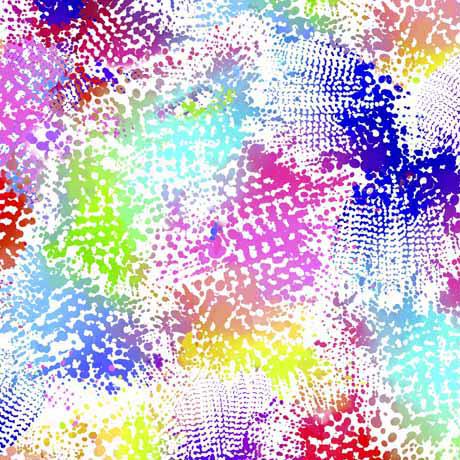 Neo Geo Sponge Texture Rainbow White Fabric