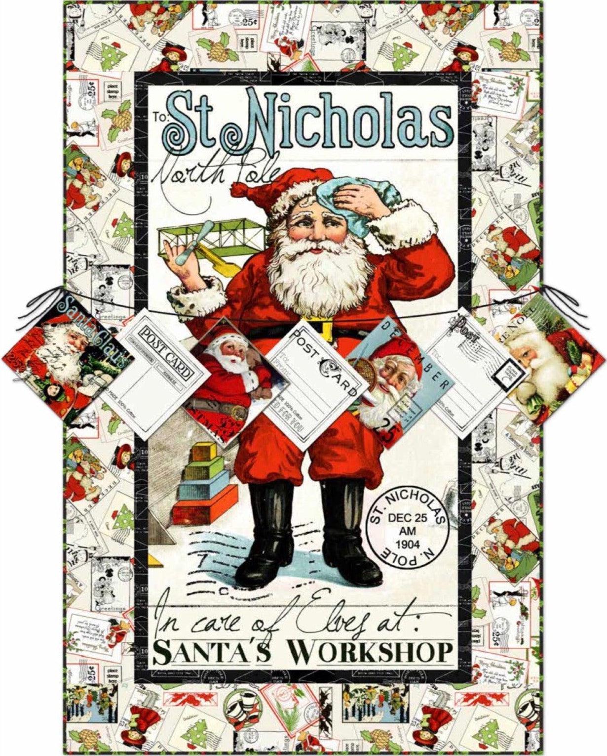 Nicholas Christmas Posts White Fabric by J. Wecker Frisch - Riley Blake  Fabrics