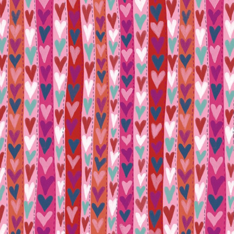 Oh Happy Day Pink Trailing Hearts Fabric