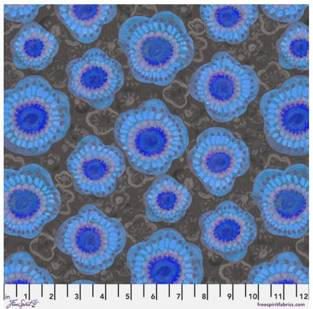 Oh Happy Day Small Bursting Blooms Blue Fabric-Free Spirit Fabrics-My Favorite Quilt Store