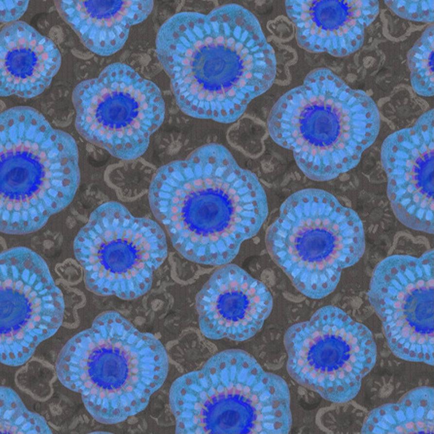 Oh Happy Day Small Bursting Blooms Blue Fabric