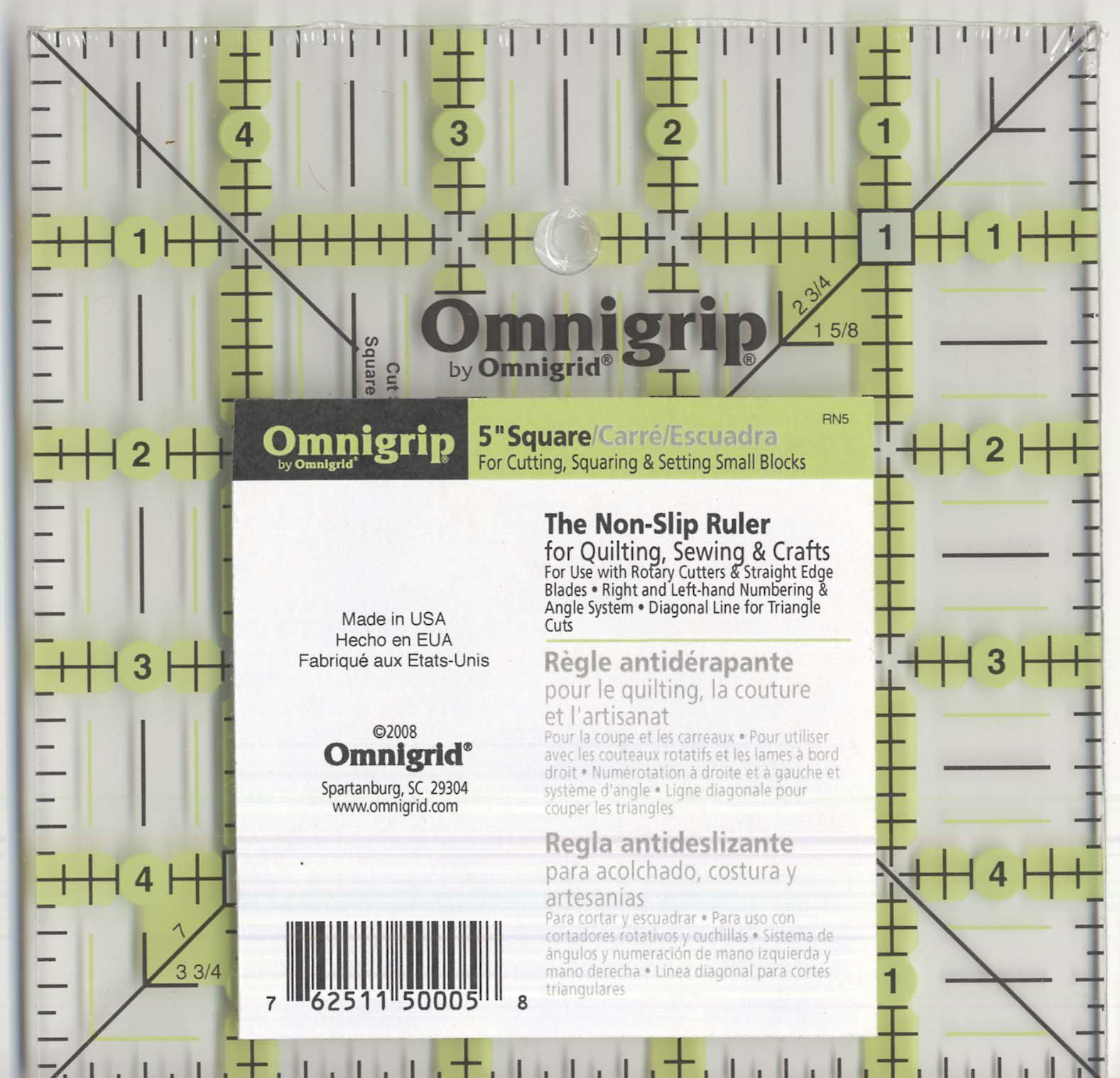 Omnigrid Omnigrip Neon 5" Square Ruler-Omnigrid-My Favorite Quilt Store