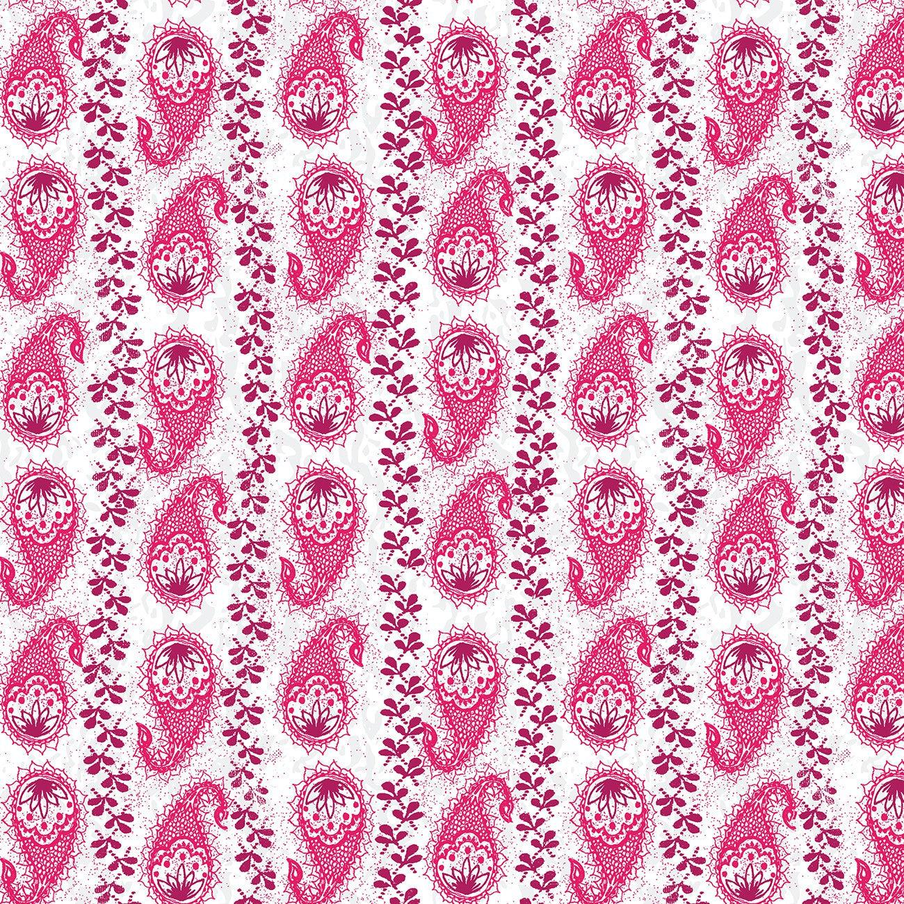 Our House Magenta Paisley Stripe Fabric