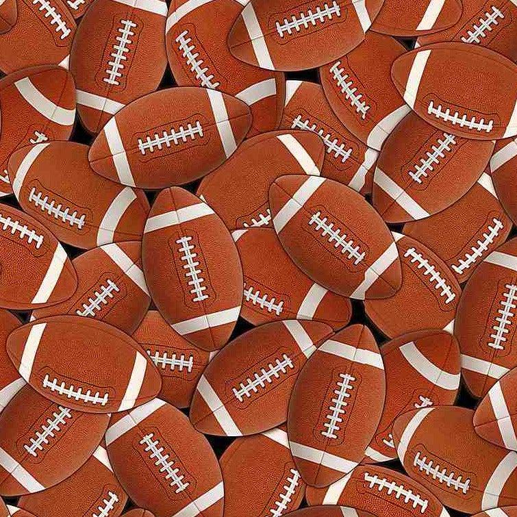 Packed Footballs Brown Fabric