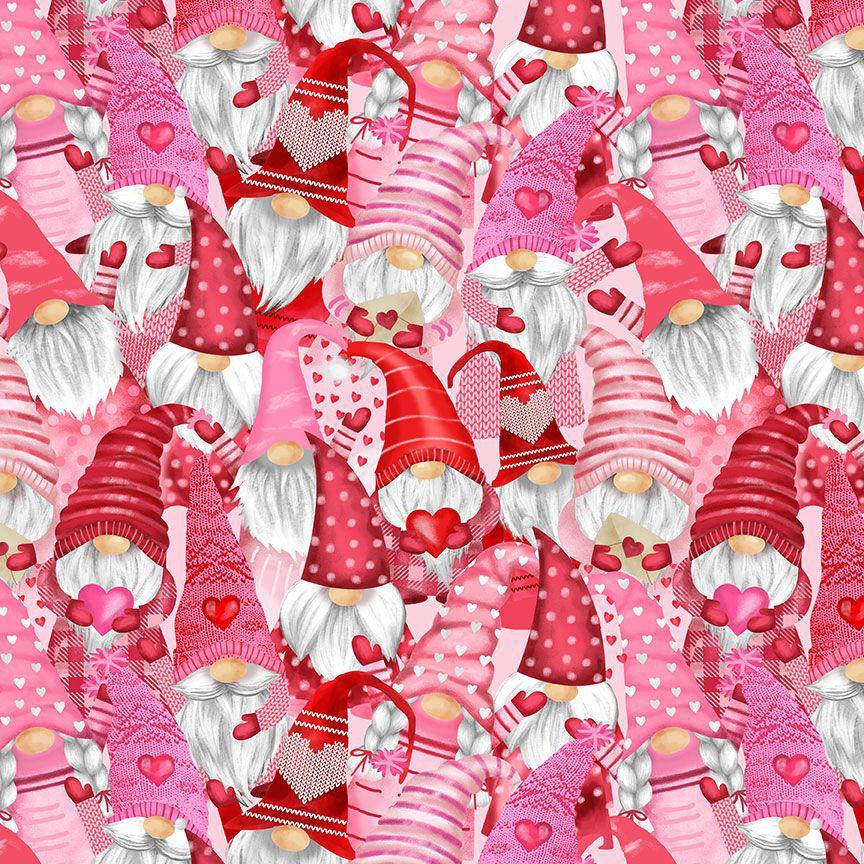 Timeless Treasures Packed Gnomes and Hearts Valentine Fabric