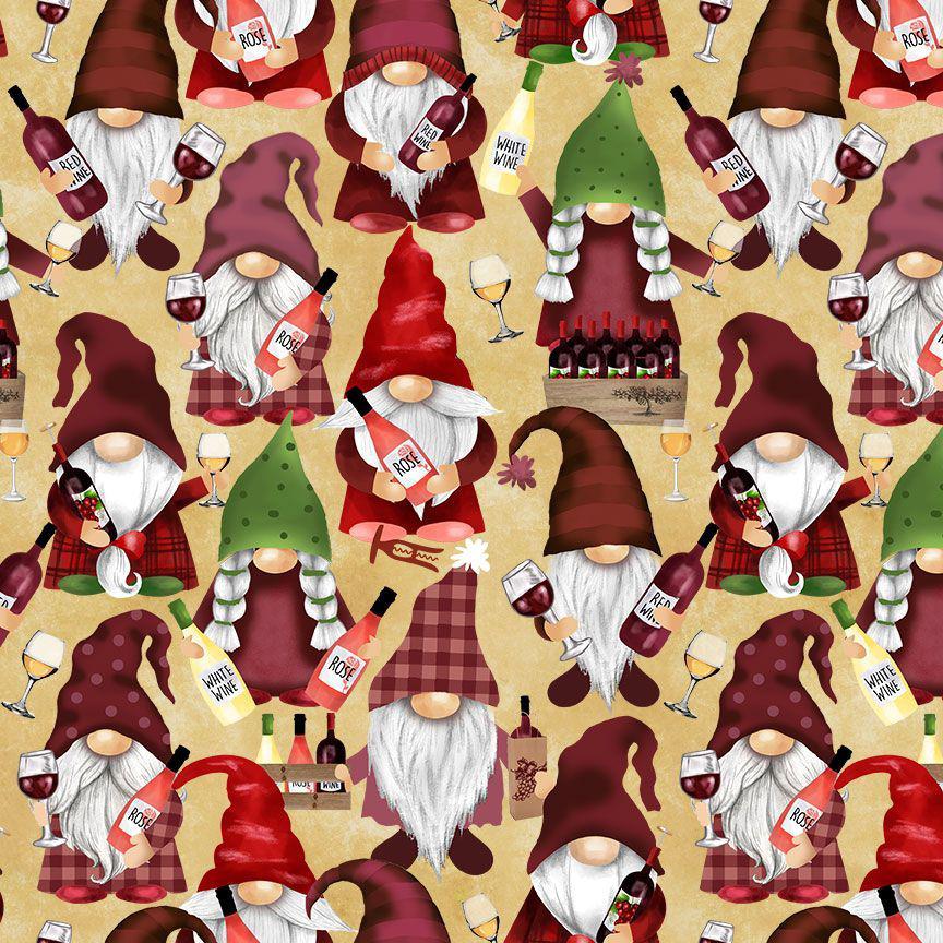 Packed Wine Gnomes Fabric