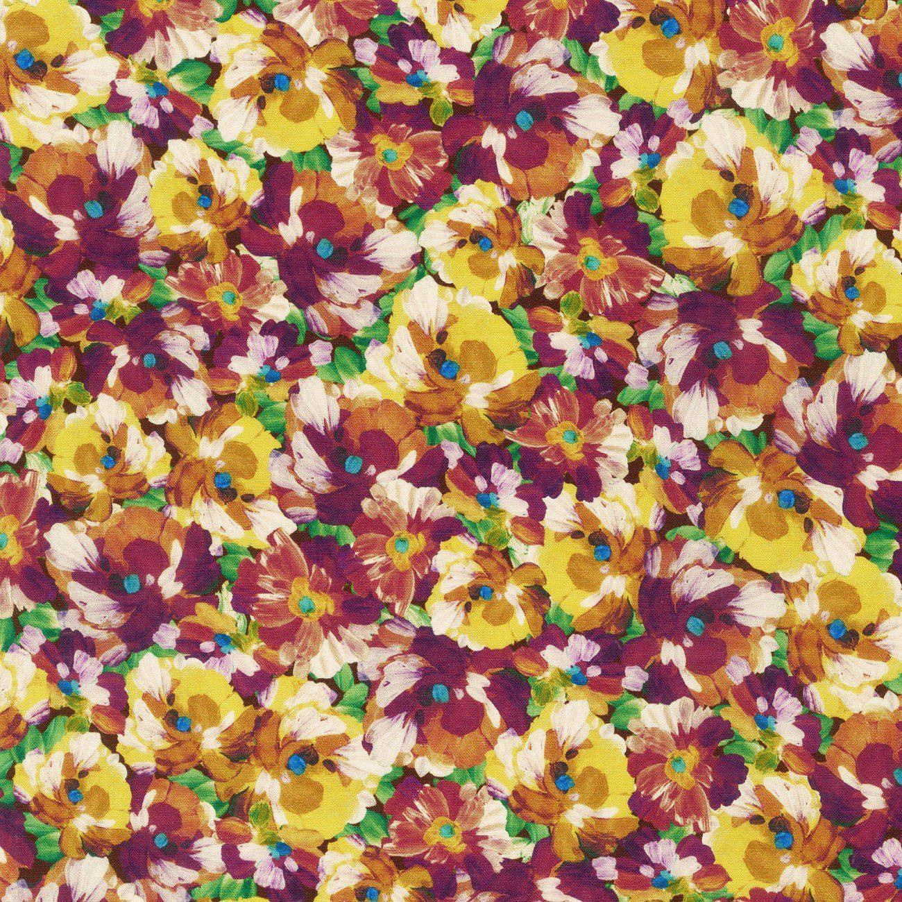 Painterly Petals Packed Flowers Harvest Fabric