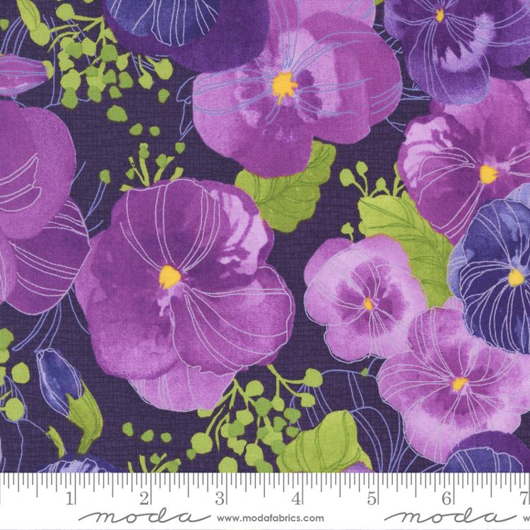 Pansys Posies Amethyst Main Floral Fabric-Moda Fabrics-My Favorite Quilt Store