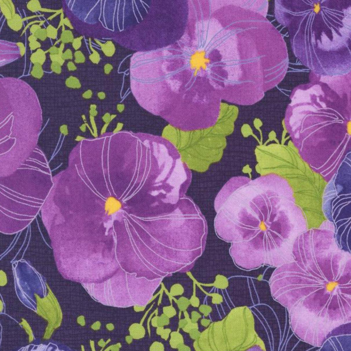 Pansys Posies Amethyst Main Floral Fabric-Moda Fabrics-My Favorite Quilt Store