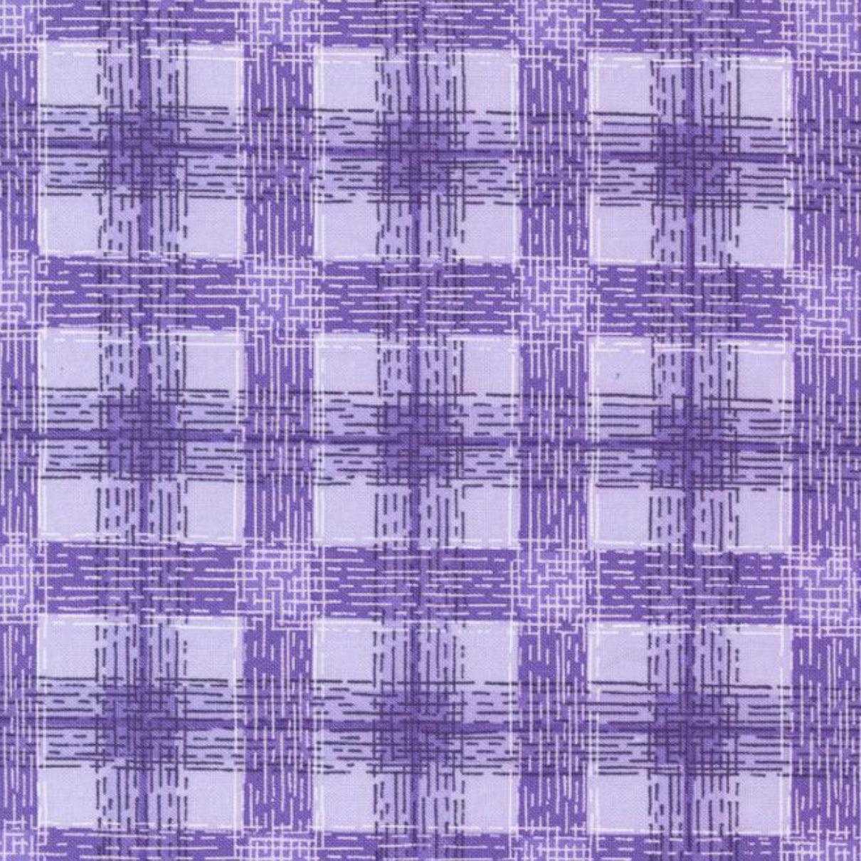 Pansys Posies Lavender Plaid Fabric-Moda Fabrics-My Favorite Quilt Store