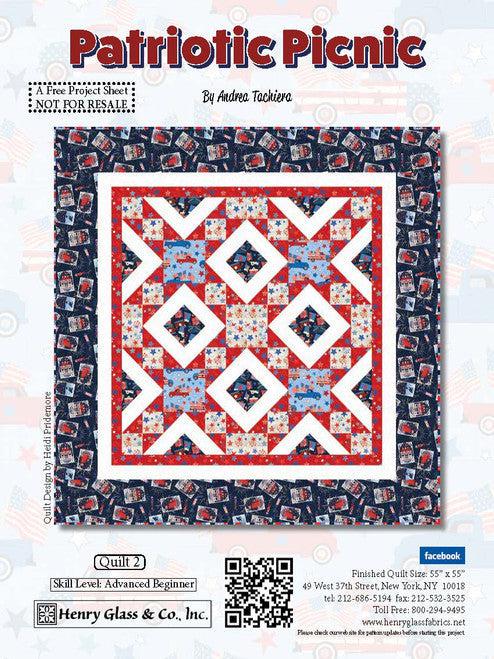 Patriotic Picnic Patchwork Quilt Pattern - Free Digital Download-Henry Glass Fabrics-My Favorite Quilt Store