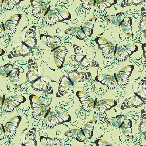 Peacock Symphony Butterfly Citrine Fabric-Benartex Fabrics-My Favorite Quilt Store