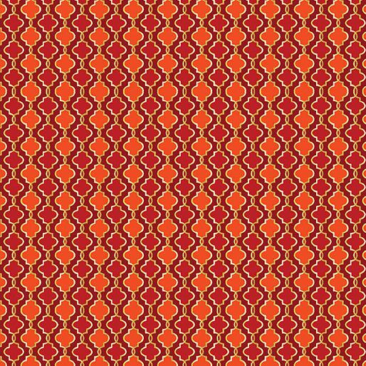 Peacock Symphony Geo Orange Fabric