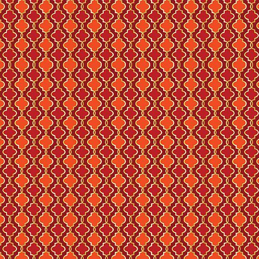 Peacock Symphony Geo Orange Fabric-Benartex Fabrics-My Favorite Quilt Store