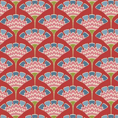 Pie in the Sky Tasselflower Red Fabric