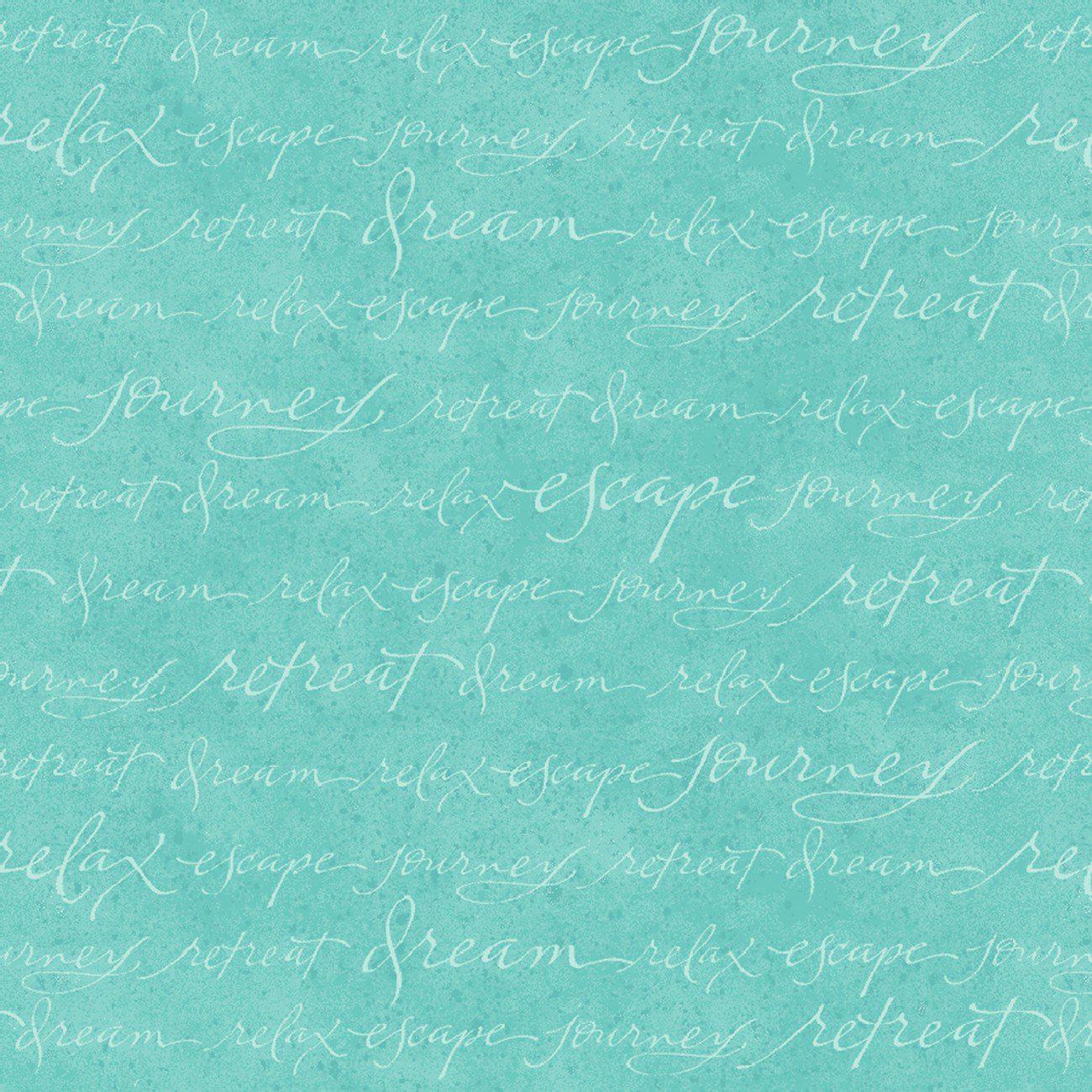 Pink Paradise Blue Calligraphy Fabric-Henry Glass Fabrics-My Favorite Quilt Store
