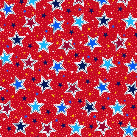 Proud and True Stars Red Fabric-QT Fabrics-My Favorite Quilt Store