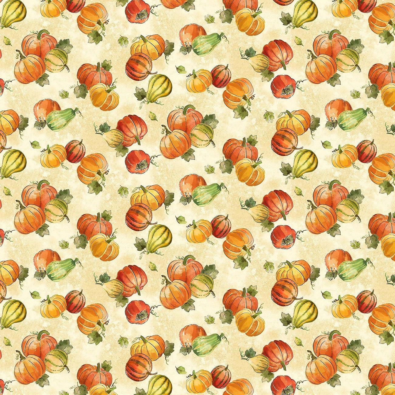 Pumpkin Farm Cream Pumpkins Digital Fabric