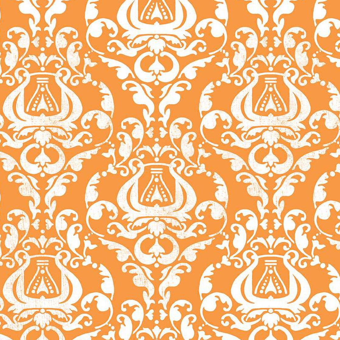 Queen of We'en Orange Distressed Damask Fabric-Riley Blake Fabrics-My Favorite Quilt Store