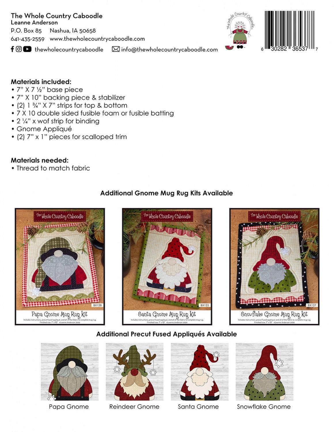 Reindeer Gnome Mug Rug Kit-Whole Country Caboodle-My Favorite Quilt Store