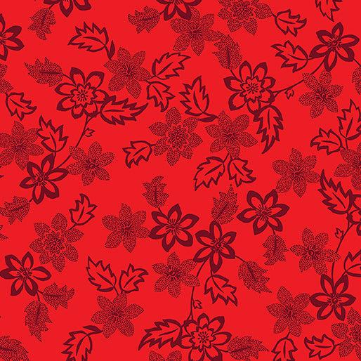 Rhapsody Red Wine Dotted Blossoms Fabric