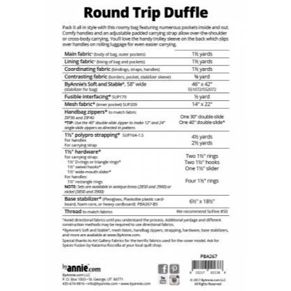 Round Trip Duffle Pattern-By Annie.com-My Favorite Quilt Store