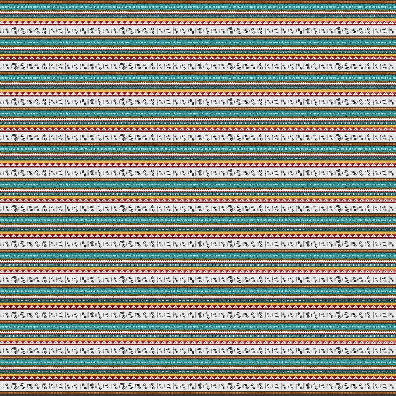 S'More Fun Outdoors Light Teal Small stripe Fabric