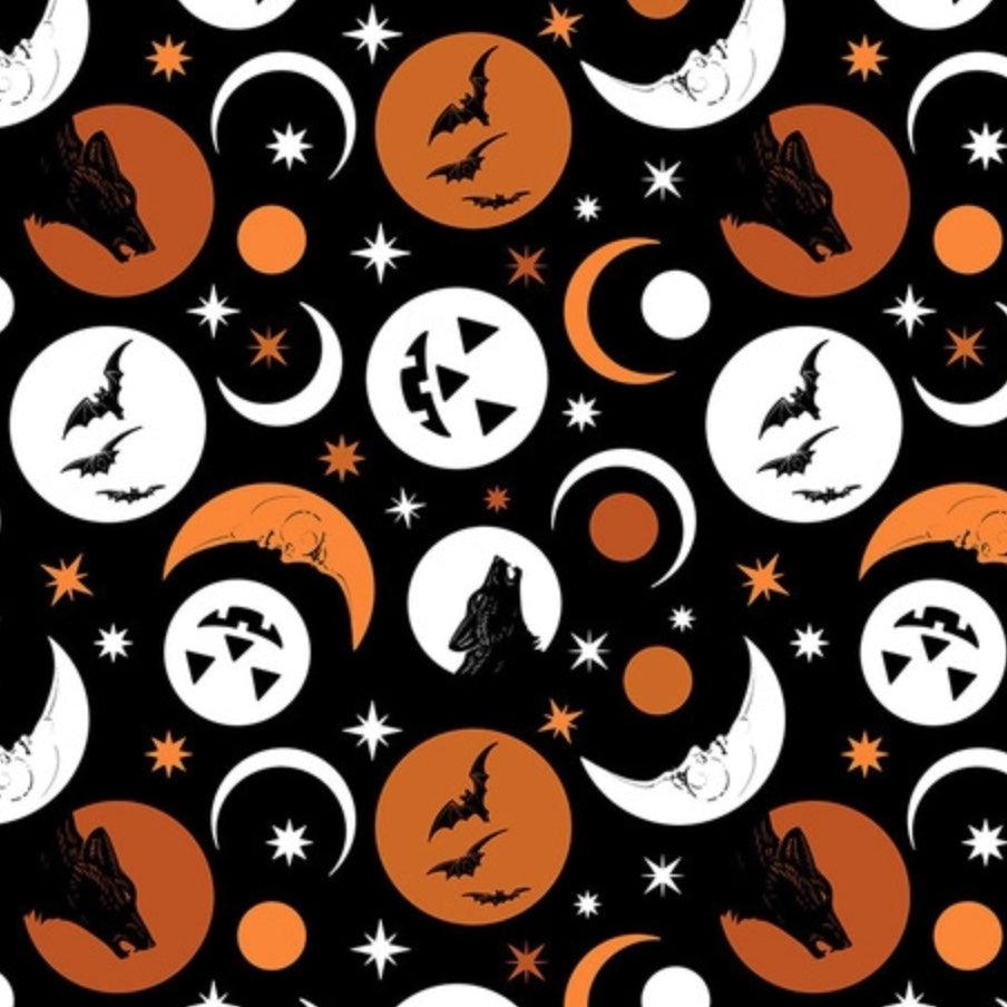 Scaredy Cat Black Howl at the Moon Fabric-Free Spirit Fabrics-My Favorite Quilt Store