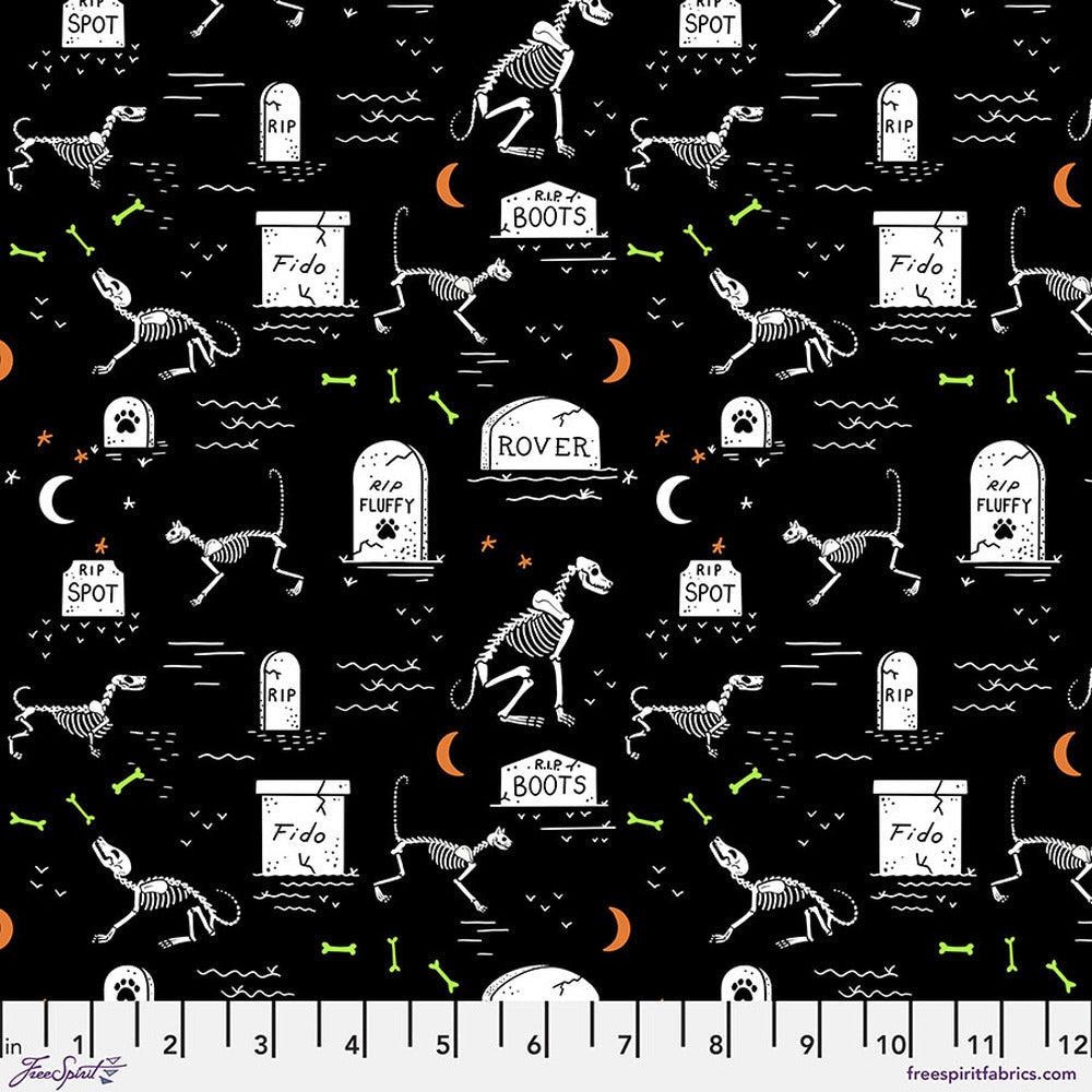 Scaredy Cat Black Pet Cemetery Fabric-Free Spirit Fabrics-My Favorite Quilt Store