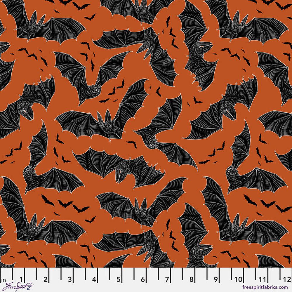 Scaredy Cat Orange Night Fliers Fabric-Free Spirit Fabrics-My Favorite Quilt Store