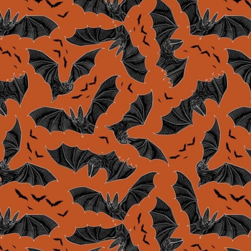 Scaredy Cat Orange Night Fliers Fabric-Free Spirit Fabrics-My Favorite Quilt Store