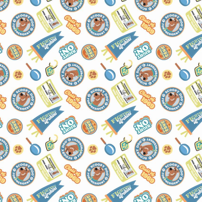 Scooby Doo School Spirit White Pennant Toss Fabric-Camelot Fabrics-My Favorite Quilt Store