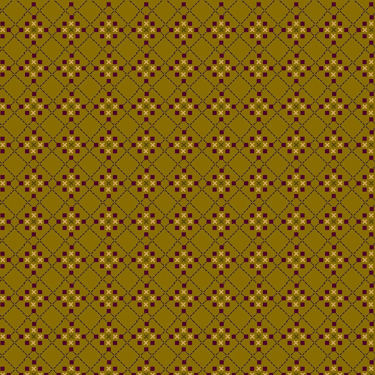 Henry Glass Scraps of Kindness Chocolate Dotted Diamonds Fabric