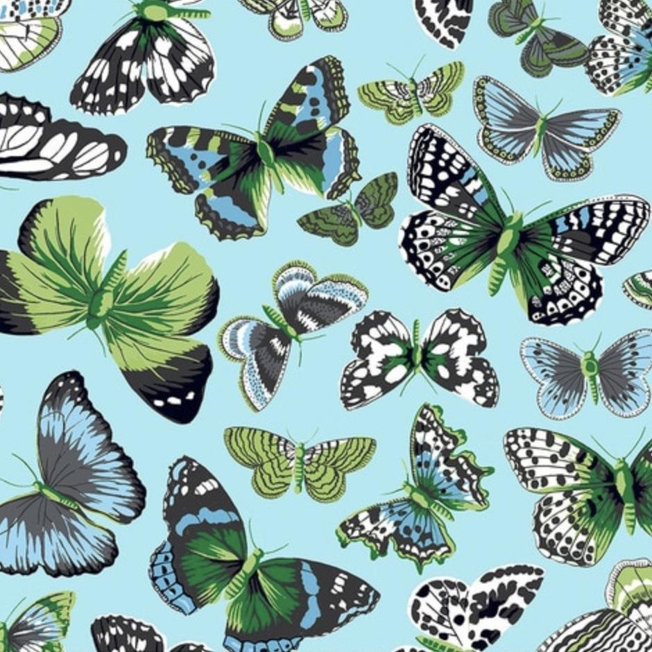 Secret Stream Aqua Butterflies Fabric