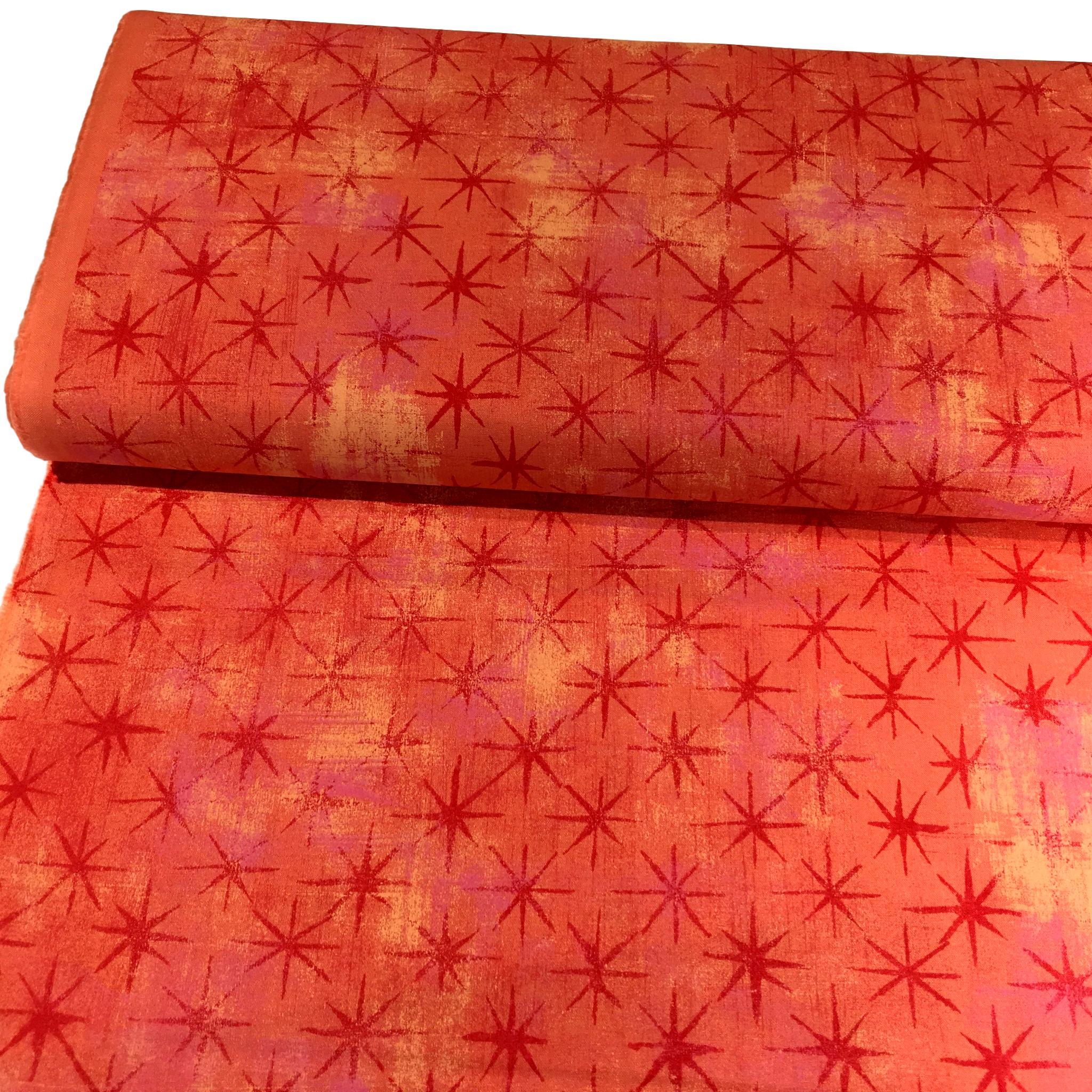 Seeing Stars Papaya Punch Grunge Fabric-Moda Fabrics-My Favorite Quilt Store