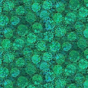 Shimmer Paradise Green Metallic Dotted Circle Fabric