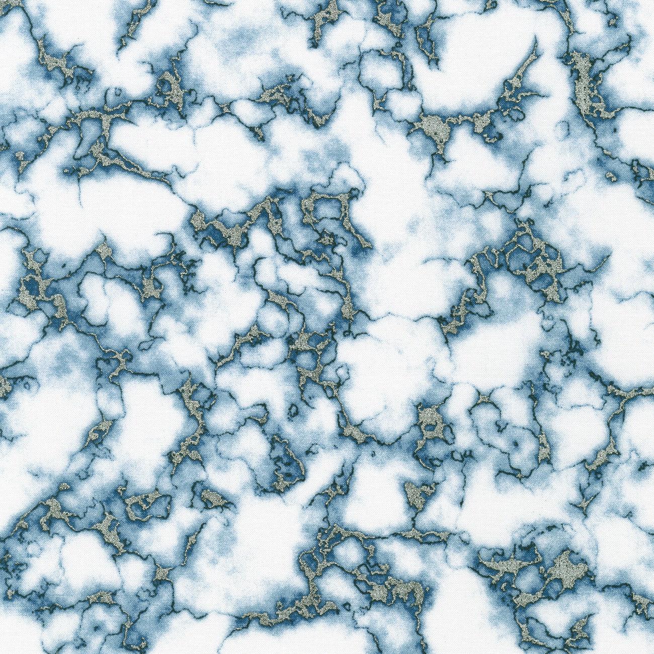 Silverstone Snow Marbled Metallic Fabric-Robert Kaufman-My Favorite Quilt Store