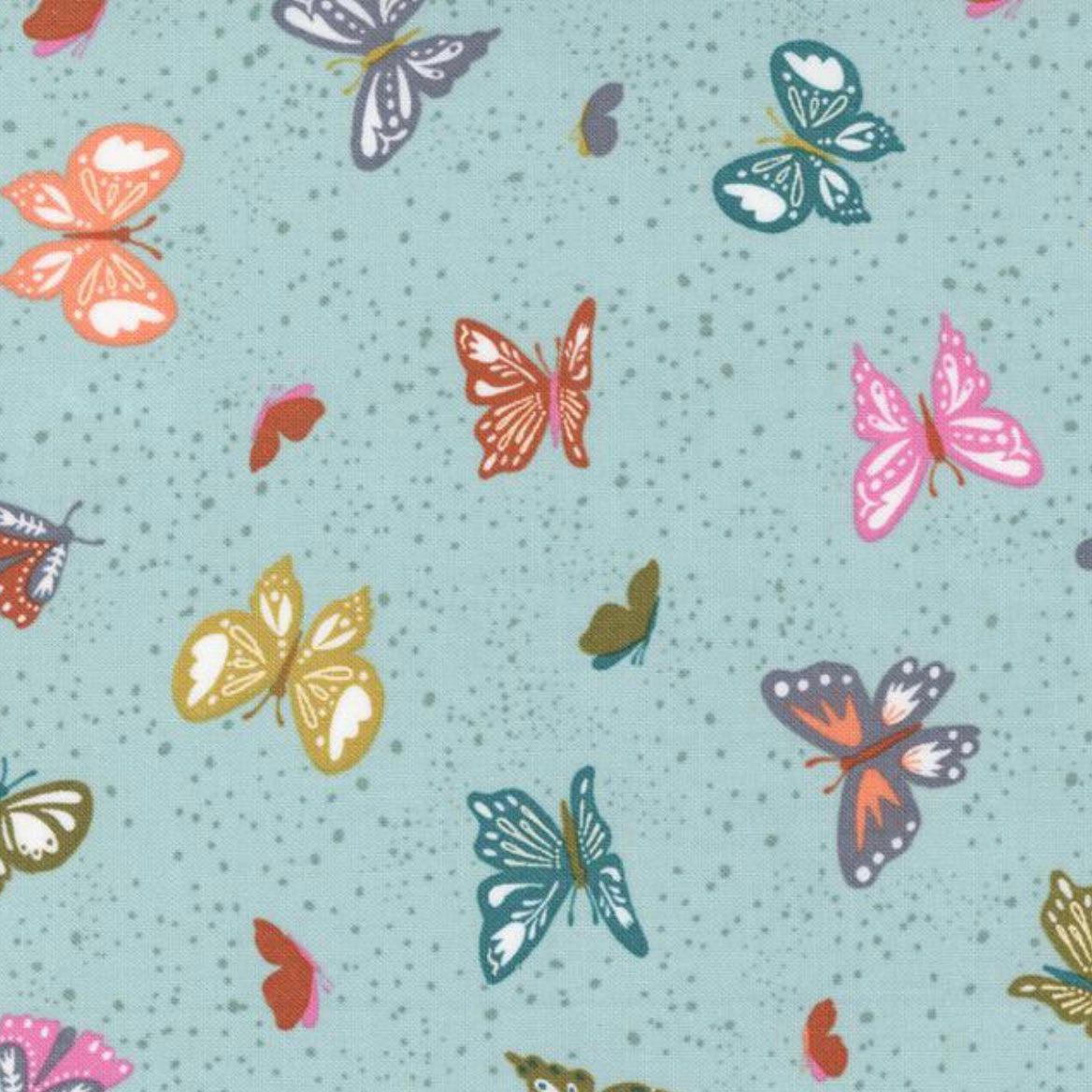 Songbook A New Page Mist Flutter Butterflies Fabric