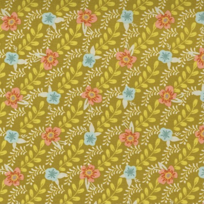 Songbook Dijon Trellis Climb Floral Stripe Fabric