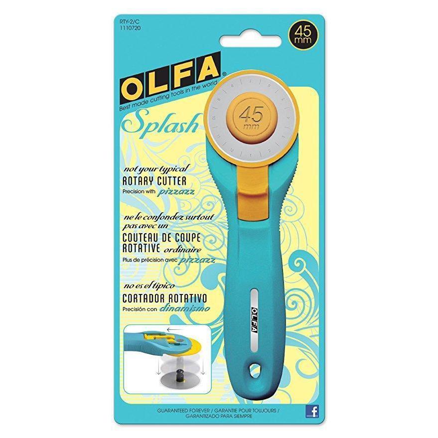 Splash Teal Olfa 45MM Rotary Cutter-Olfa-My Favorite Quilt Store