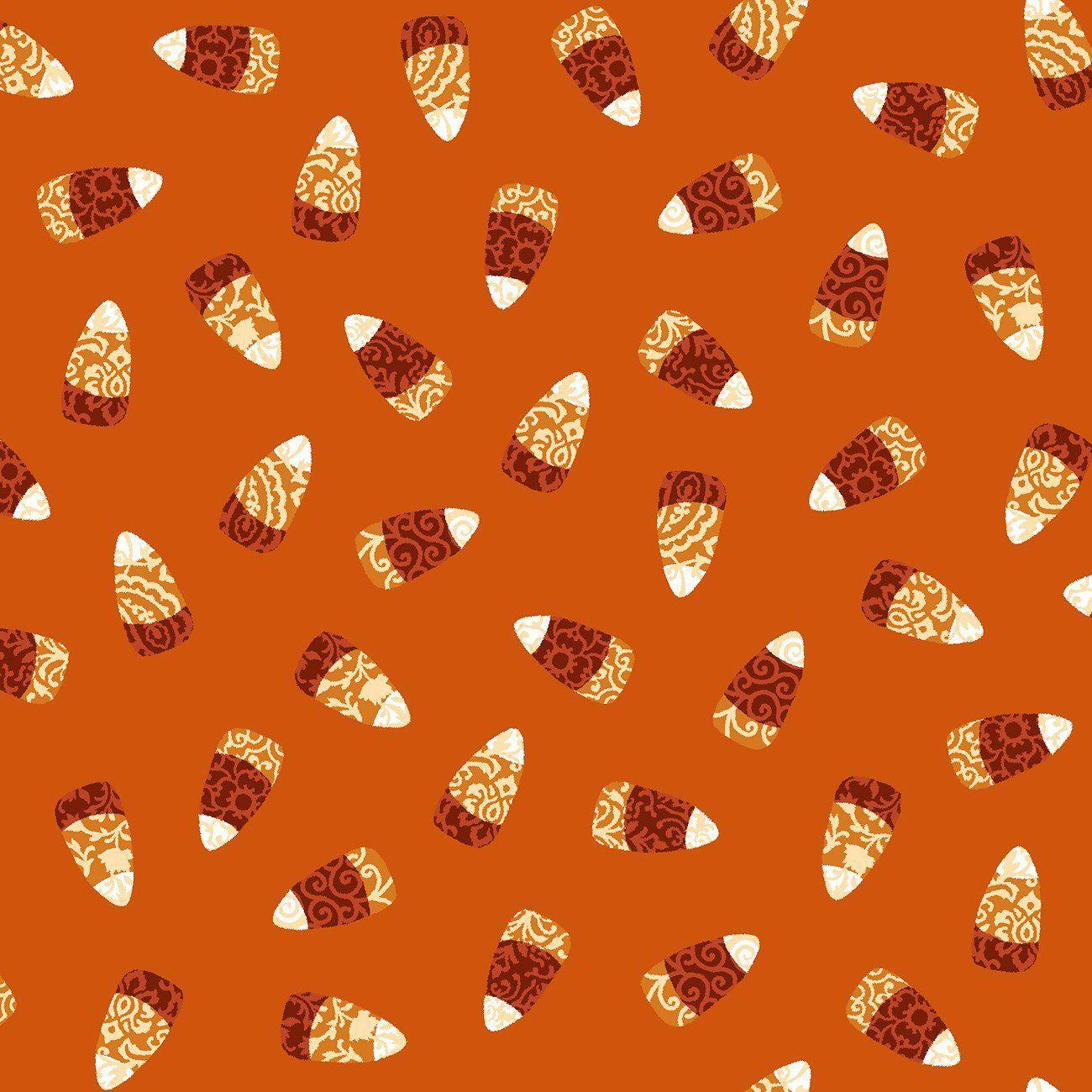 Spooky Night Orange Damask Candy Corn Fabric-Studio e Fabrics-My Favorite Quilt Store